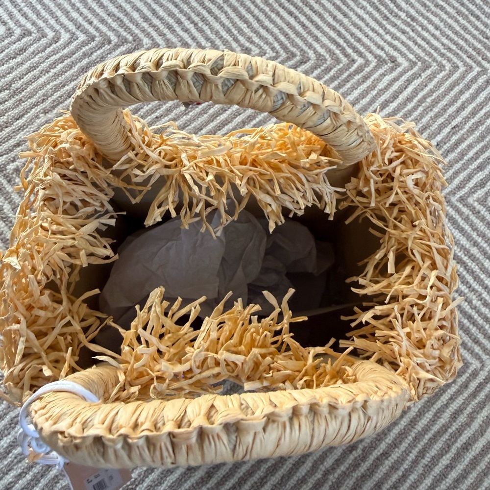 Pamela Munson Natural Straw Mini Tote with Crystal Studs - Picture 3 of 4